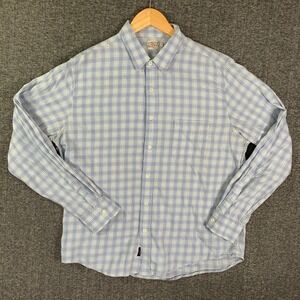 Faherty Blue and White Plaid Casual Button Down Shirt